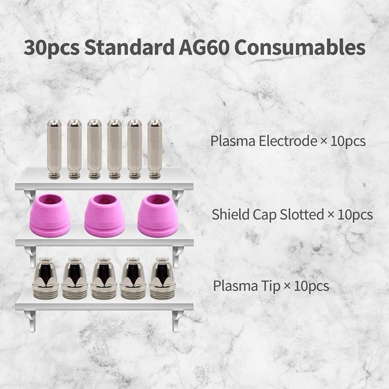WeldingStop Plasma Consumables Kit for Primeweld CUT50 CUT50DP CT520 CT520DP Plasma Cutter AG-60 Torch (1.0mm .040'' Tip) - Image 2